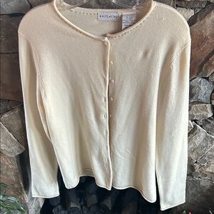 White Stag Vintage Cream Crewneck Button-Front Cardigan Size Small (more like M)